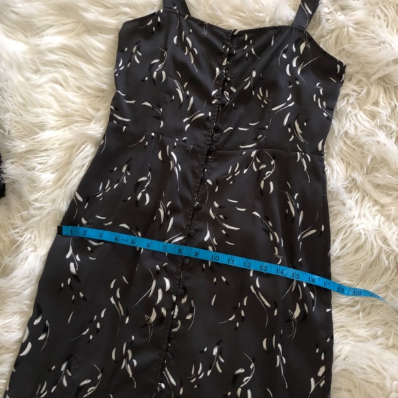 Saltwater Luxe Silky Dress S Darkest Grey with Feather Pattern - Picture 14 of 16